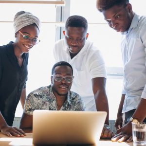 Group of afro americans working together Group of afro americans working together